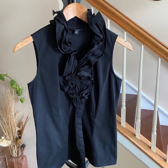 Lafayette 148 New York Tops - Lafayette 148 New York black ruffle sleeveless top Size 2